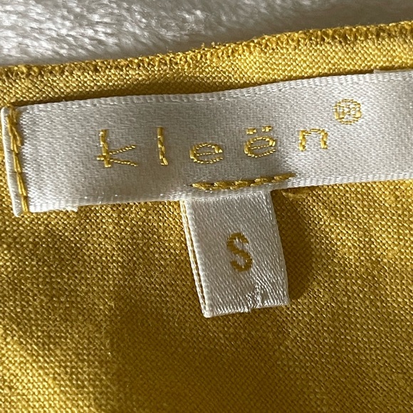 Keen Linen Asymmetrical Mustard Yellow Dress, Sz S - Picture 7 of 9